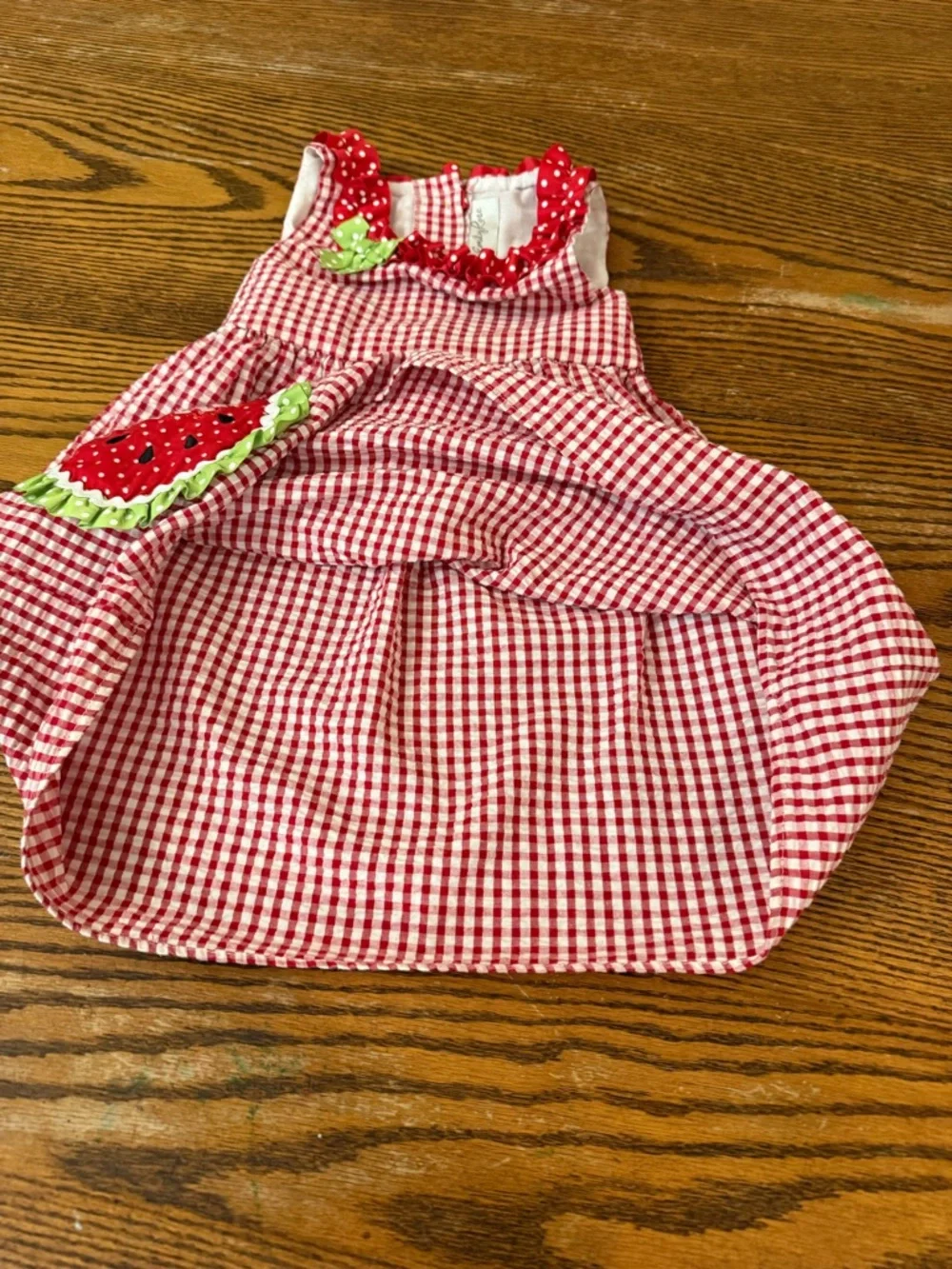 Emily Rose Toddler 4T Gingham Watermelon Appliqué Seersucker Dress Red White